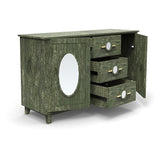 Corsica Modern Solid Mango Wood Sideboard with Mirror Accents Storage Cabinet & Chest Farmhouse Green